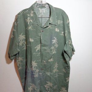 LL Bean Hawaiian Fishing Print Button Shirt L Tall